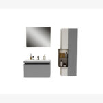 Cubic 80 cm Mat sıcak gri Banyo Dolabı Seti