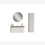 Ondula 100 cm Beyaz -Kahve Banyo Dolabı Seti